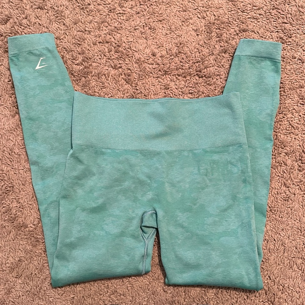 Gymshark Adapt Camo Seamless Leggings - Teal/ Blue